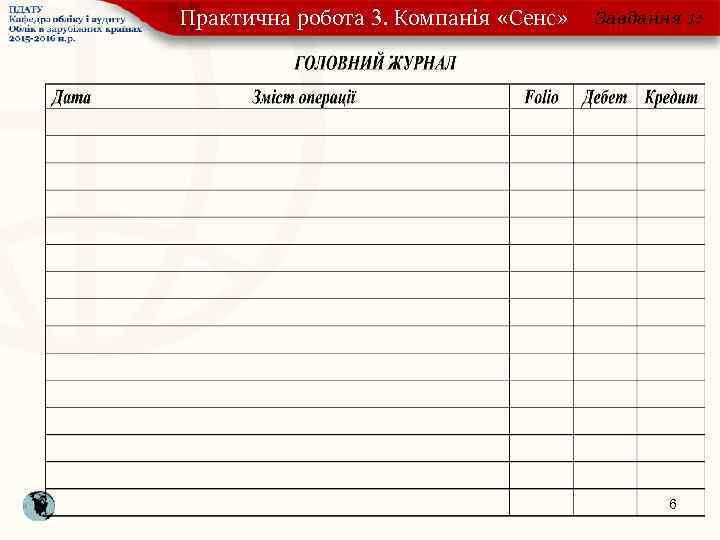 Практична робота 3. Компанія «Сенс» Завдання 1: 6 