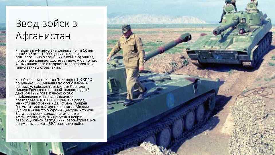 Ввод войск в Афганистан • Война в Афганистане длилась почти 10 лет, погибло более
