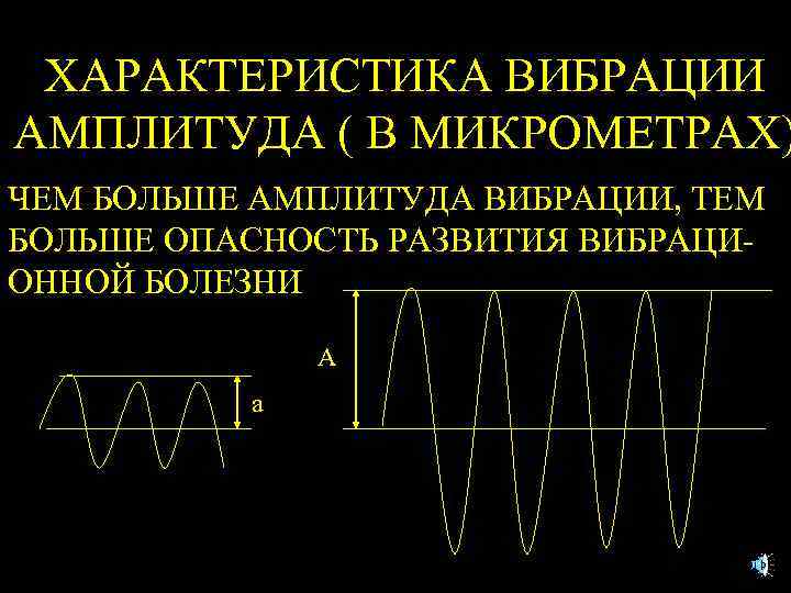 ХАРАКТЕРИСТИКА ВИБРАЦИИ АМПЛИТУДА ( В МИКРОМЕТРАХ) ЧЕМ БОЛЬШЕ АМПЛИТУДА ВИБРАЦИИ, ТЕМ БОЛЬШЕ ОПАСНОСТЬ РАЗВИТИЯ