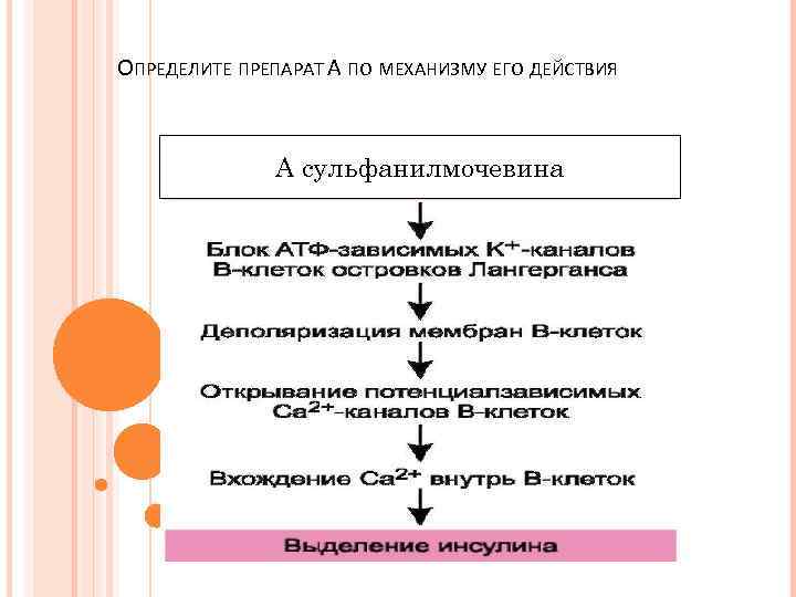 ОПРЕДЕЛИТЕ ПРЕПАРАТ А ПО МЕХАНИЗМУ ЕГО ДЕЙСТВИЯ А сульфанилмочевина 