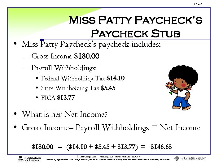 1. 3. 4. G 1 Miss Patty Paycheck’s Paycheck Stub • Miss Patty Paycheck’s