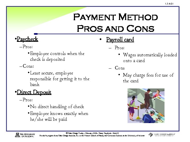 1. 3. 4. G 1 Payment Method Pros and Cons • Paycheck • Payroll