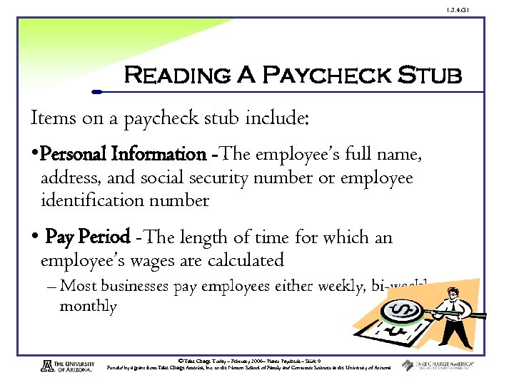 1. 3. 4. G 1 Reading A Paycheck Stub Items on a paycheck stub