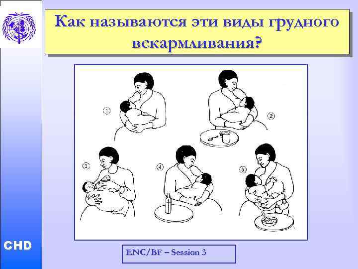 Child and Adolescent Health and Development Как называются эти виды грудного вскармливания? CHD ENC/BF