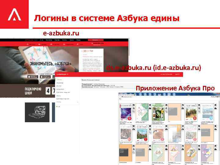 Логины в системе Азбука едины e-azbuka. ru ds. e-azbuka. ru (id. e-azbuka. ru) Приложение