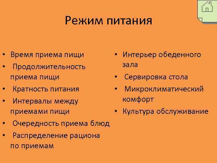 Режим питания • Время приема пищи • Продолжительность приема пищи • Кратность питания •