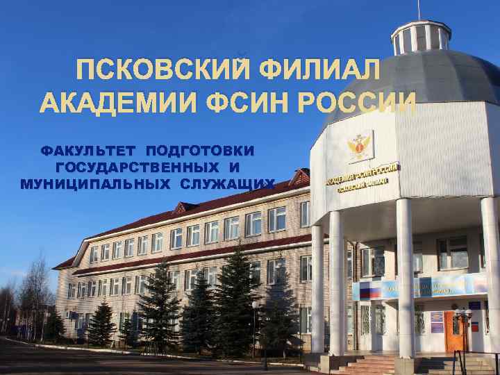 ПСКОВСКИЙ ФИЛИАЛ АКАДЕМИИ ФСИН РОССИИ ФАКУЛЬТЕТ ПОДГОТОВКИ ГОСУДАРСТВЕННЫХ И МУНИЦИПАЛЬНЫХ СЛУЖАЩИХ 