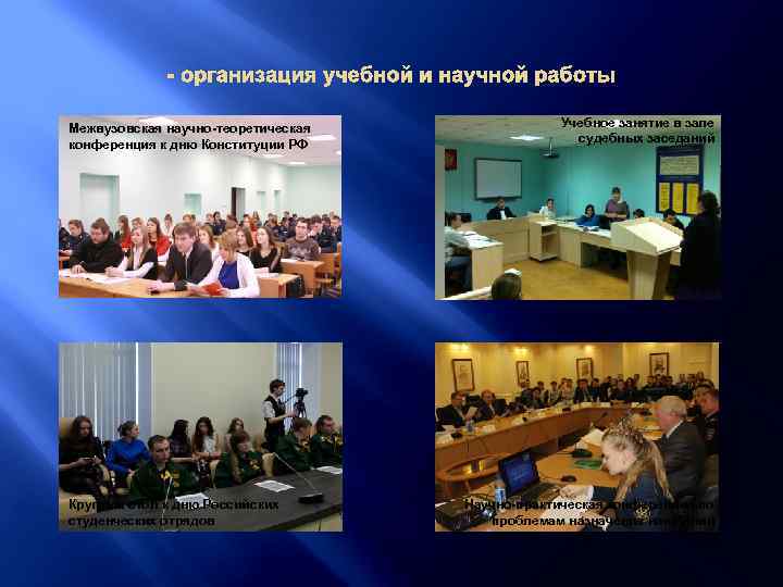 - организация учебной и научной работы Межвузовская научно-теоретическая конференция к дню Конституции РФ Круглый