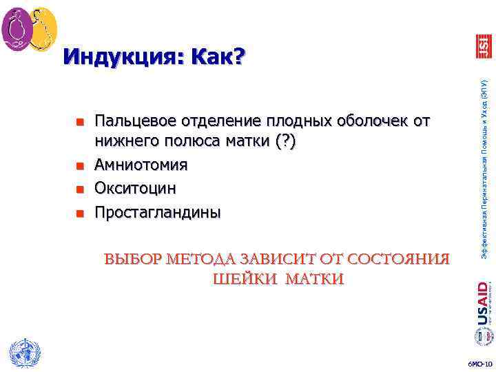 n n Пальцевое отделение плодных оболочек от нижнего полюса матки (? ) Амниотомия Окситоцин