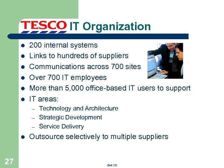 IT Organization l l l 200 internal systems Links to hundreds of suppliers Communications