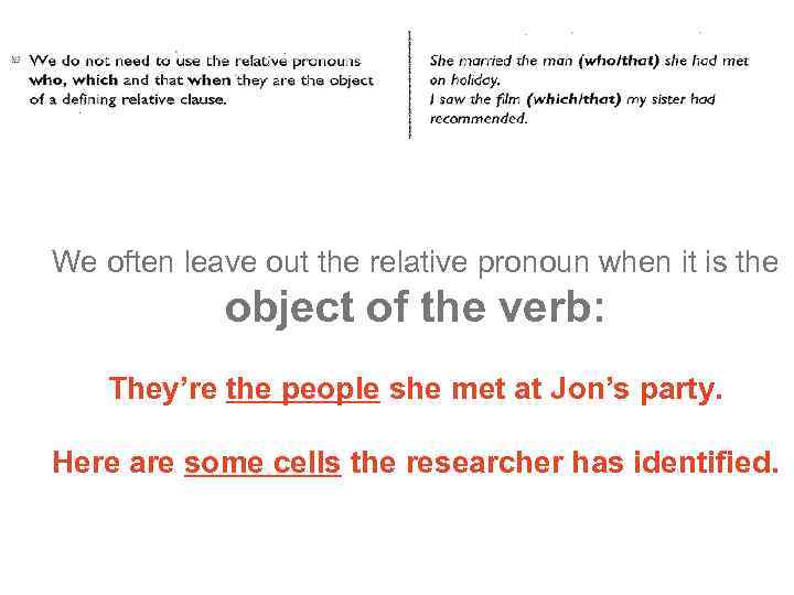 We often leave out the relative pronoun when it is the object of the