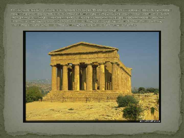 Главной архитектурной задачей у греков было строительство храмов. Оно породило художественные формы, которые перешли