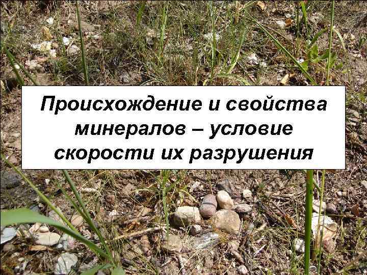 Происхождение и свойства минералов – условие скорости их разрушения 
