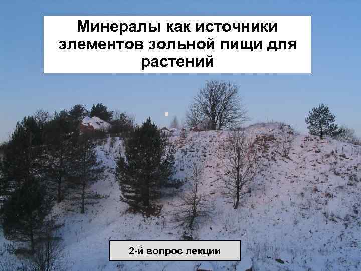 Минералы как источники элементов зольной пищи для растений 2 -й вопрос лекции 