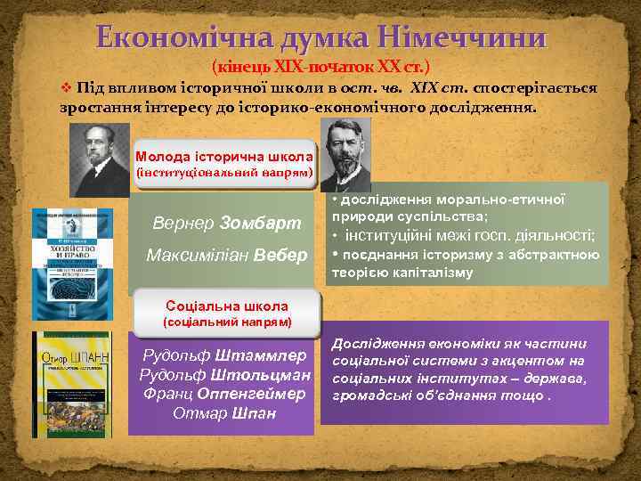Економічна думка Німеччини (кінець ХІХ-початок ХХ ст. ) v Під впливом історичної школи в