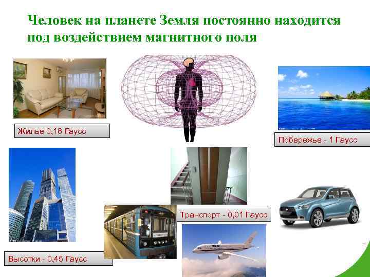 Человек на планете Земля постоянно находится под воздействием магнитного поля Жилье 0, 18 Гаусс