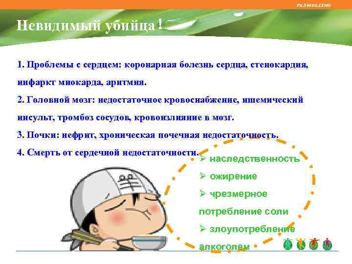 ru. tiens. com Невидимый убийца！ 1. Проблемы с сердцем: коронарная болезнь сердца, стенокардия, инфаркт