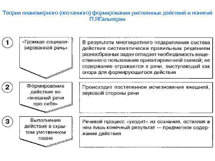 Теория планомерного (поэтапного) формирования умственных действий и понятий П. ЯГальперин 