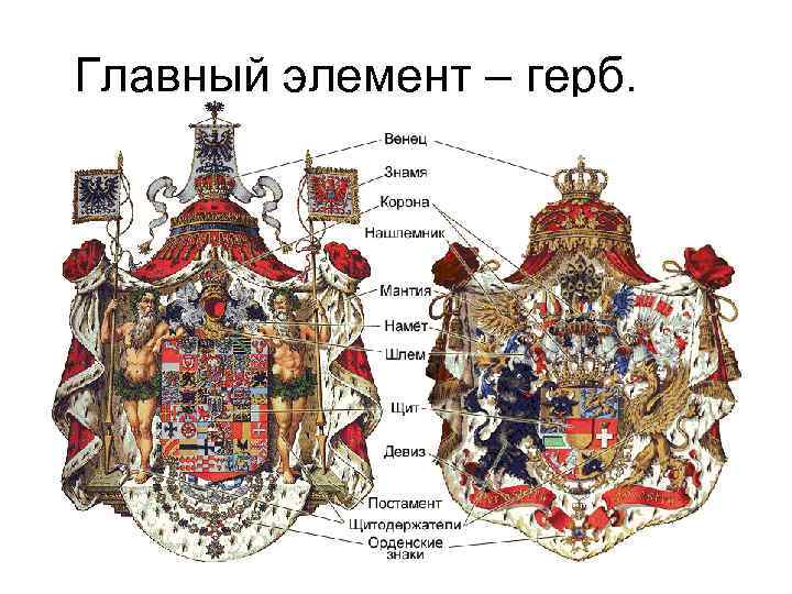 Главный элемент – герб. 