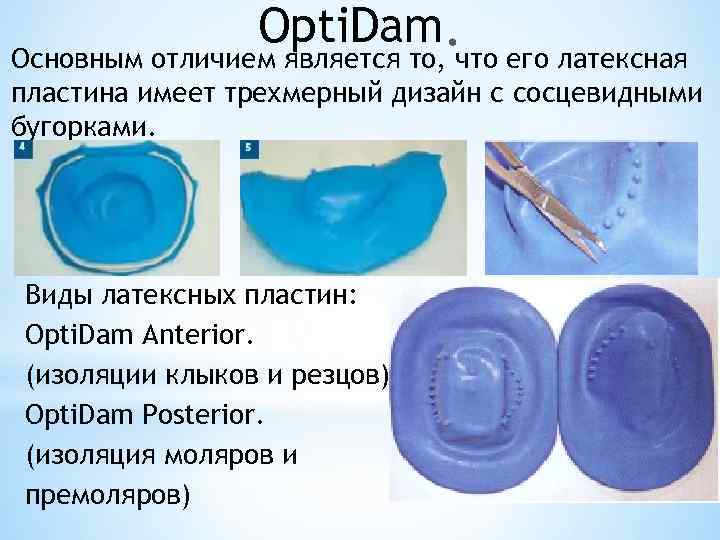 Opti. Dam Основным отличием является то, что его латексная пластина имеет трехмерный дизайн с