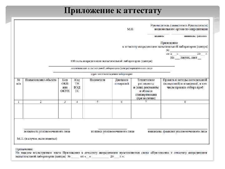 Приложение к аттестату 