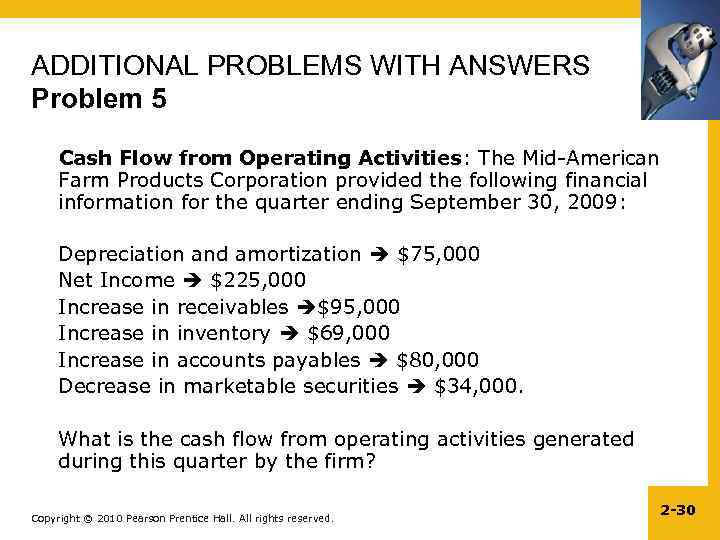 ADDITIONAL PROBLEMS WITH ANSWERS Problem 5 Cash Flow from Operating Activities: The Mid-American Farm