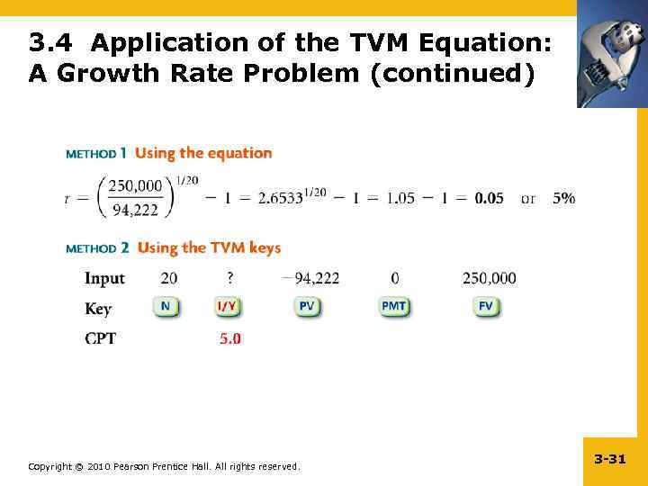 3. 4 Application of the TVM Equation: A Growth Rate Problem (continued) Copyright ©