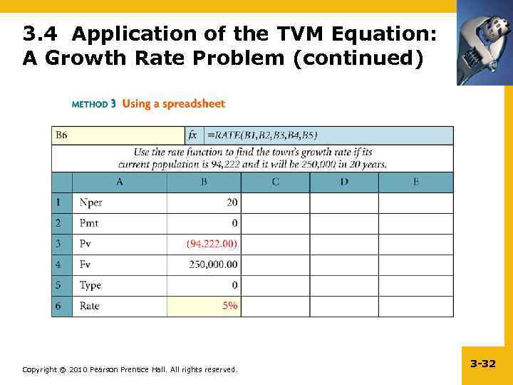 3. 4 Application of the TVM Equation: A Growth Rate Problem (continued) Copyright ©