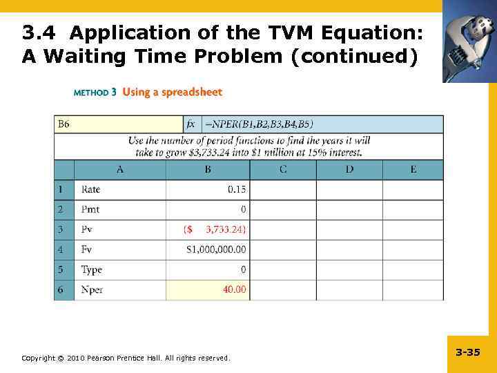 3. 4 Application of the TVM Equation: A Waiting Time Problem (continued) Copyright ©