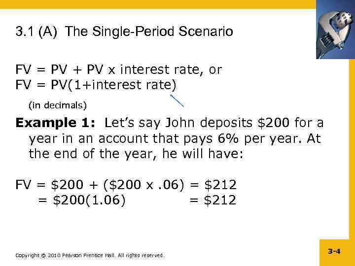 3. 1 (A) The Single-Period Scenario FV = PV + PV x interest rate,