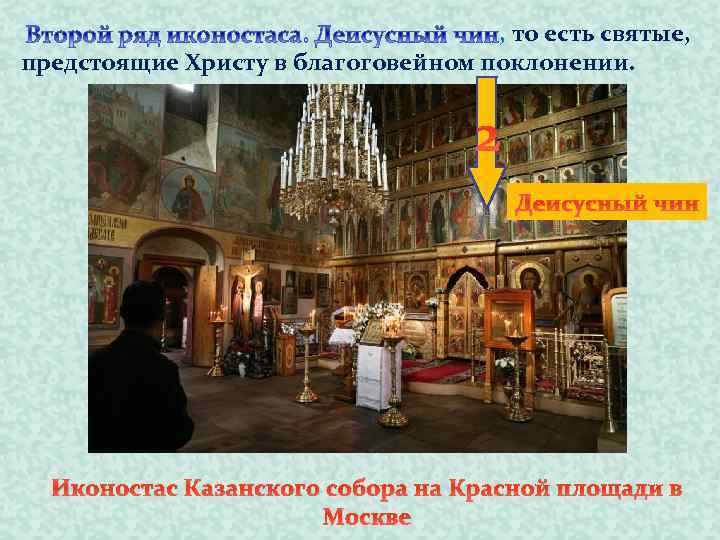 , то есть святые, предстоящие Христу в благоговейном поклонении. 2 Деисусный чин Иконостас Казанского