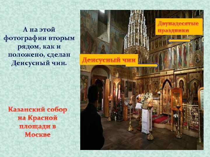 А на этой фотографии вторым рядом, как и положено, сделан Деисусный чин. Казанский собор