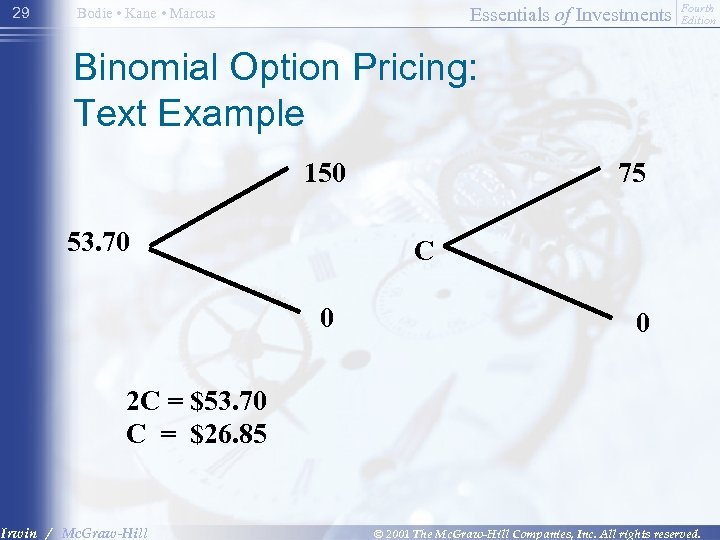 29 Essentials of Investments Bodie • Kane • Marcus Fourth Edition Binomial Option Pricing: