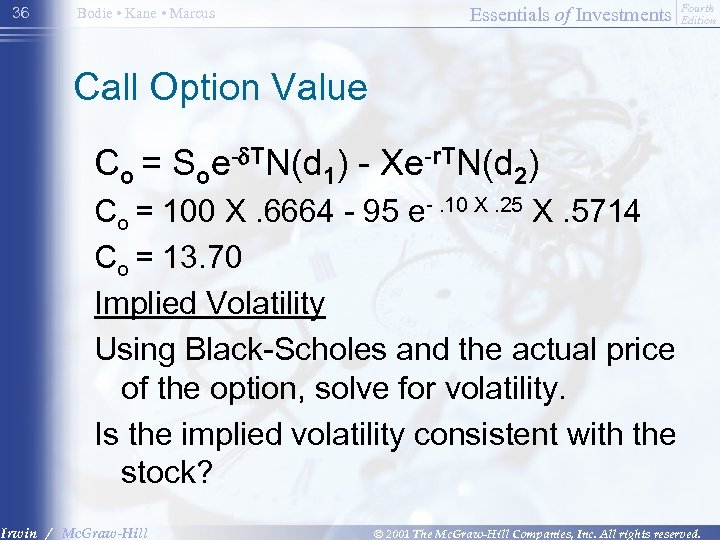 36 Bodie • Kane • Marcus Essentials of Investments Fourth Edition Call Option Value