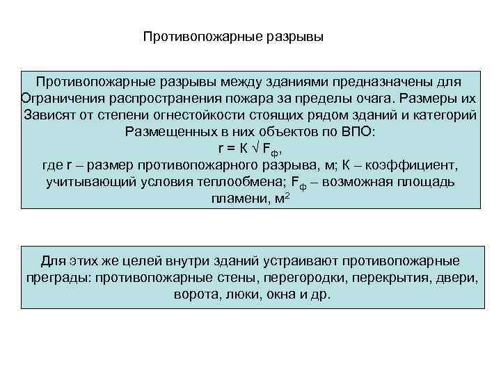 Ограничения распространения. Противопожарные разрывы. Размер противопожарных разрывов между зданиями. Что называется противопожарным разрывом. Противопожарный разрыв внутри здания.