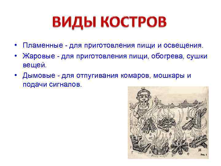  • Пламенные - для приготовления пищи и освещения. • Жаровые - для приготовления