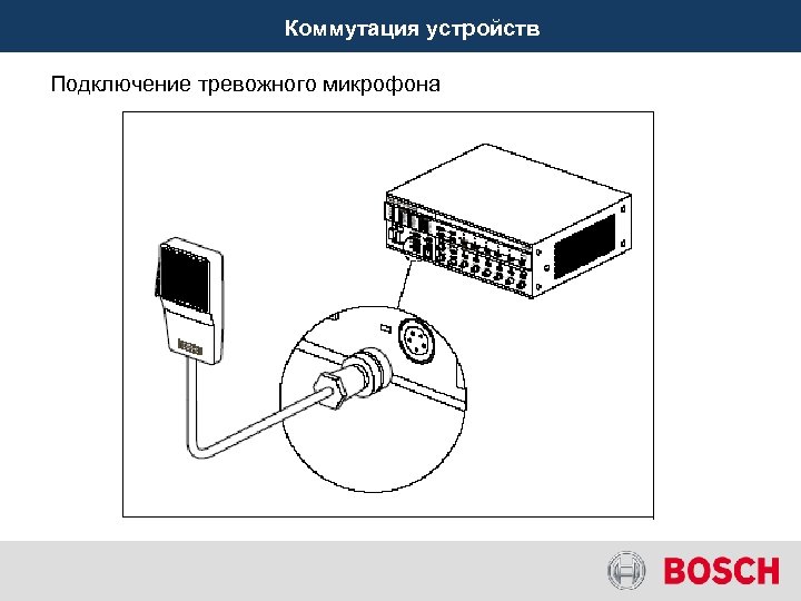 Коммутация устройств Подключение тревожного микрофона 