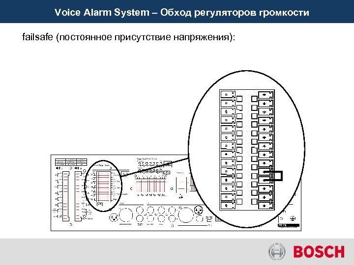 Voice Alarm System – Обход регуляторов громкости failsafe (постоянное присутствие напряжения): 