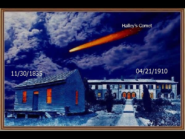 Halley’s Comet 11/30/1835 04/21/1910 