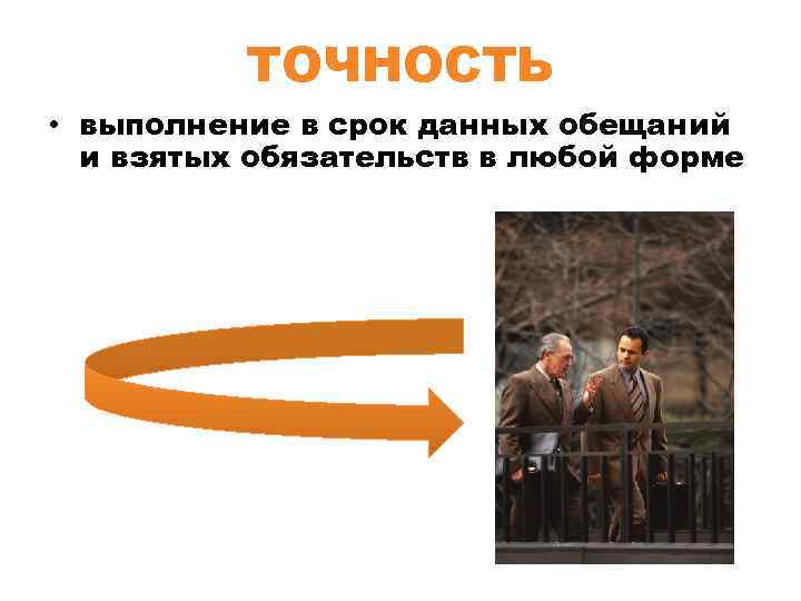 ТОЧНОСТЬ • выполнение в срок данных обещаний и взятых обязательств в любой форме 