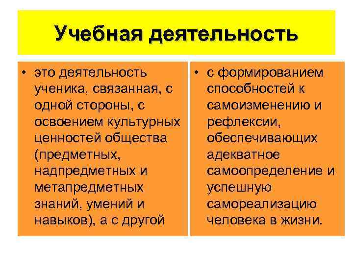 Учебная деятельность • это деятельность • с формированием ученика, связанная, с способностей к одной