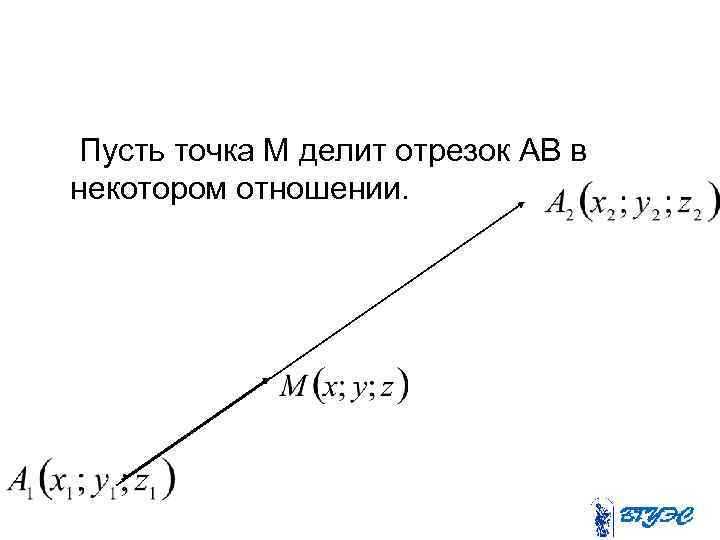 Пусть точка М делит отрезок АВ в некотором отношении. 