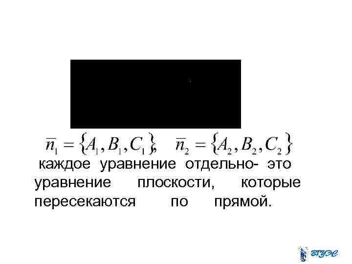 каждое уравнение отдельно- это уравнение плоскости, которые пересекаются по прямой. 