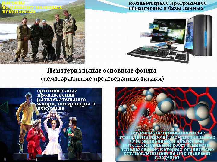 расходы на разведку полезных ископаемых компьютерное программное обеспечение и базы данных Нематериальные основные фонды