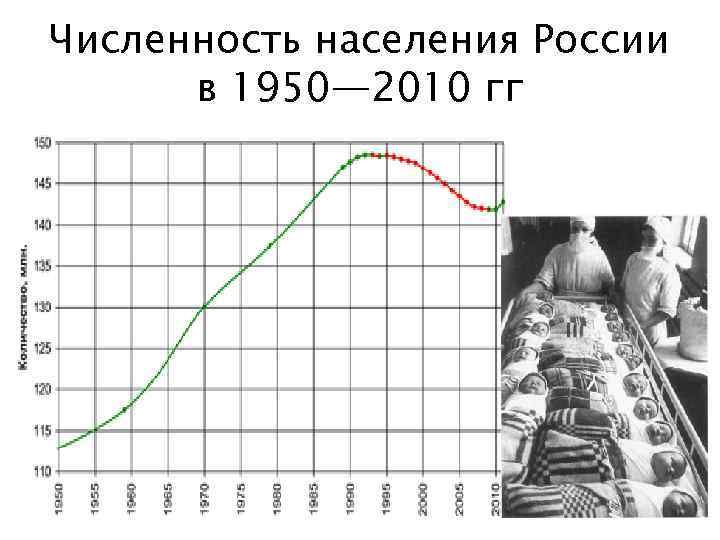 Численность населения России в 1950— 2010 гг 