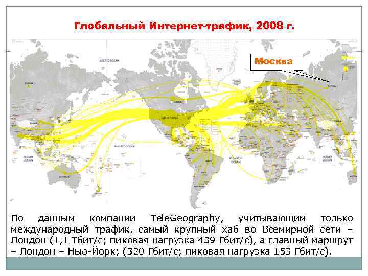 Основные районы расселения населения. Карта мирового интернет трафика. Глобальный интернет хабы. Интернет трафик в Европе.