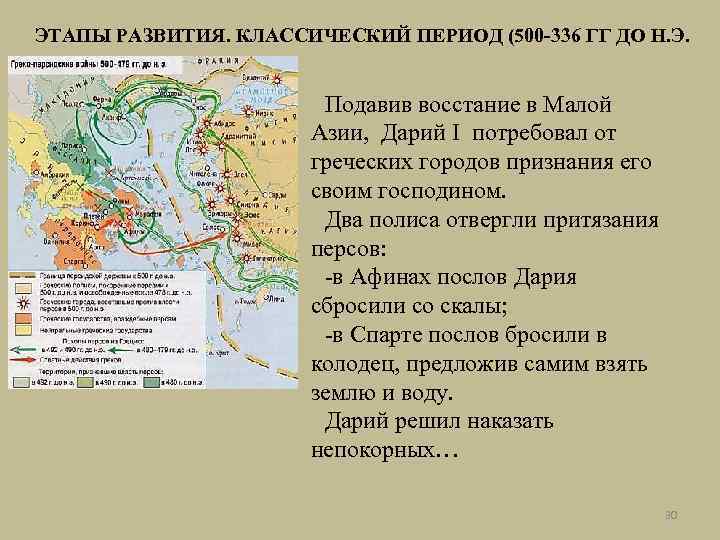 ЭТАПЫ РАЗВИТИЯ. КЛАССИЧЕСКИЙ ПЕРИОД (500 -336 ГГ ДО Н. Э. Подавив восстание в Малой