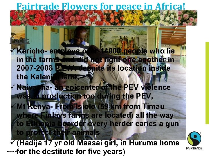 Fairtrade Flowers for peace in Africa! Facts ü Kericho- employs over 14000 people who
