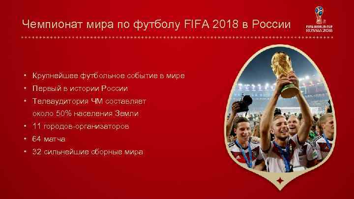 Чемпионат мира по футболу FIFA 2018 в России • Крупнейшее футбольное событие в мире