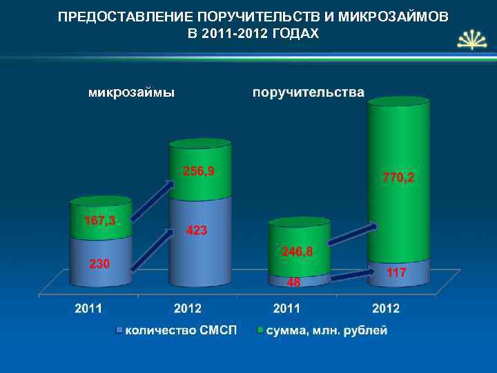 ПРЕДОСТАВЛЕНИЕ ПОРУЧИТЕЛЬСТВ И МИКРОЗАЙМОВ В 2011 -2012 ГОДАХ микрозаймы 